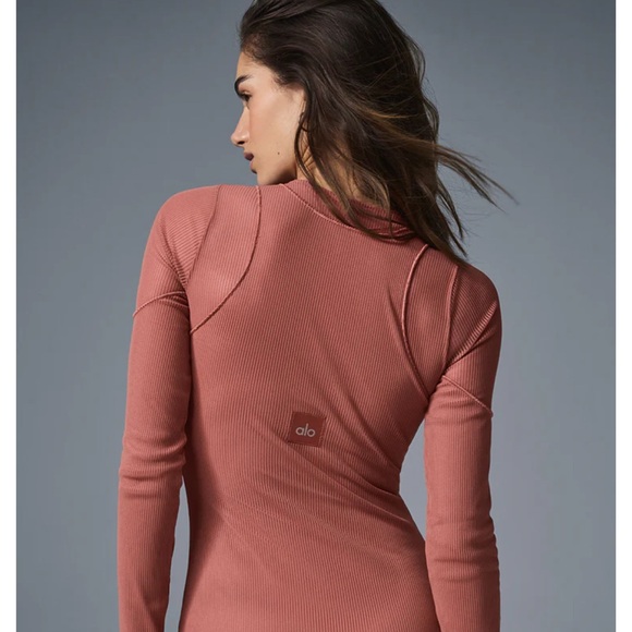 Striped Mesh Synergy Long Sleeve Dress - Picture 3 of 3